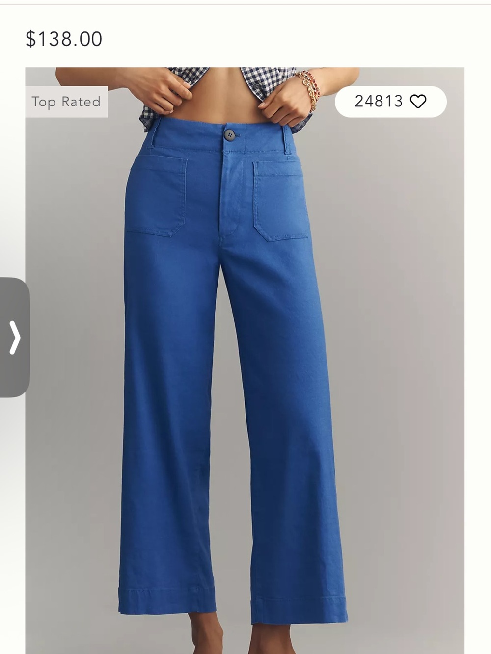 Anthropologie Blue High-Rise Wide-Leg Pants - Picture 2 of 7